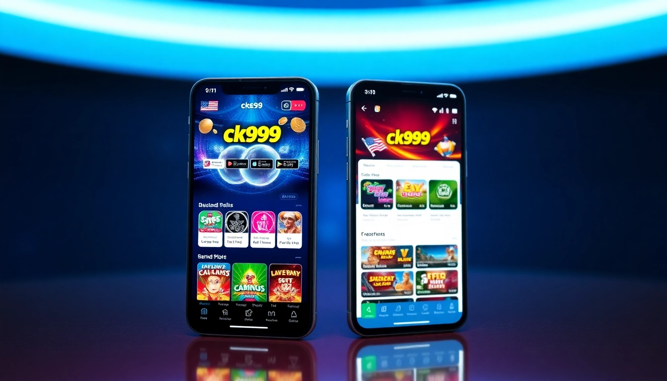 Screenshot of the ck999 app demonstrating casino games and betting options on mobile devices, highlighting easy navigation and engaging gameplay.