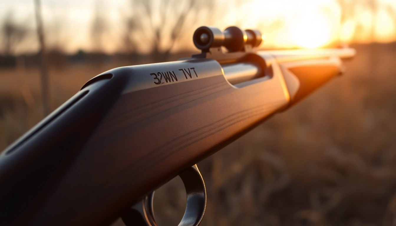 A detailed shot of a vintage Winchester rifle using 32WIN cartridges, emphasizing craftsmanship and heritage.