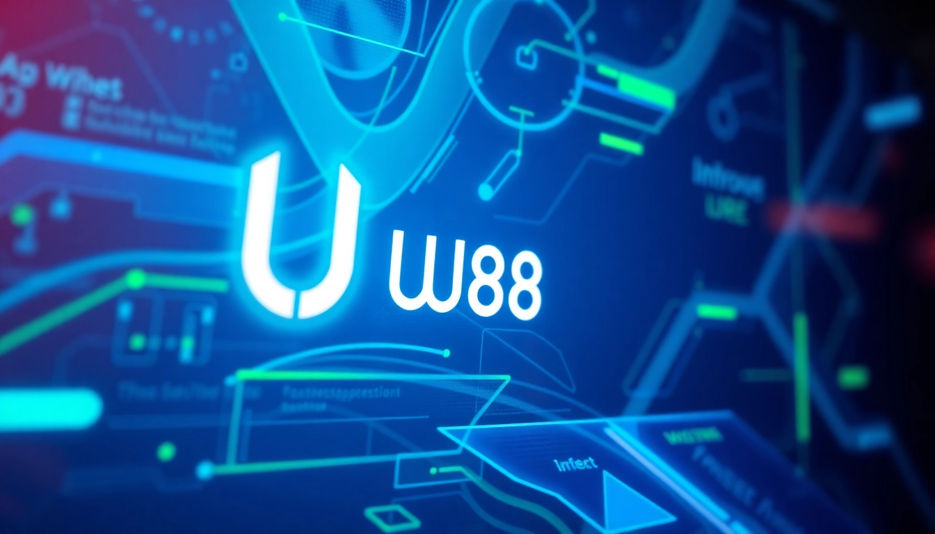 Computer screen displaying the UU88 logo with sleek neon design, symbolizing online gaming and betting platform, emphasizing digital trust and modernity for user engagement.
