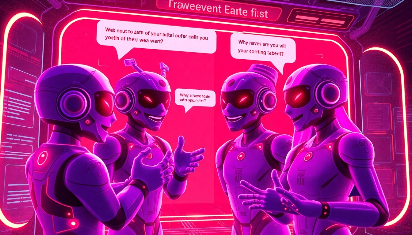 Engaging Spicy AI Chat scene showcasing lively, expressive AI characters in a vibrant digital conversation, emphasizing realism and personalization, suitable for screen readers.