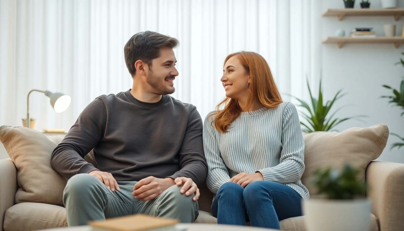 Terapia par Lublin: couple engaging in psychotherapy session in a welcoming clinic environment