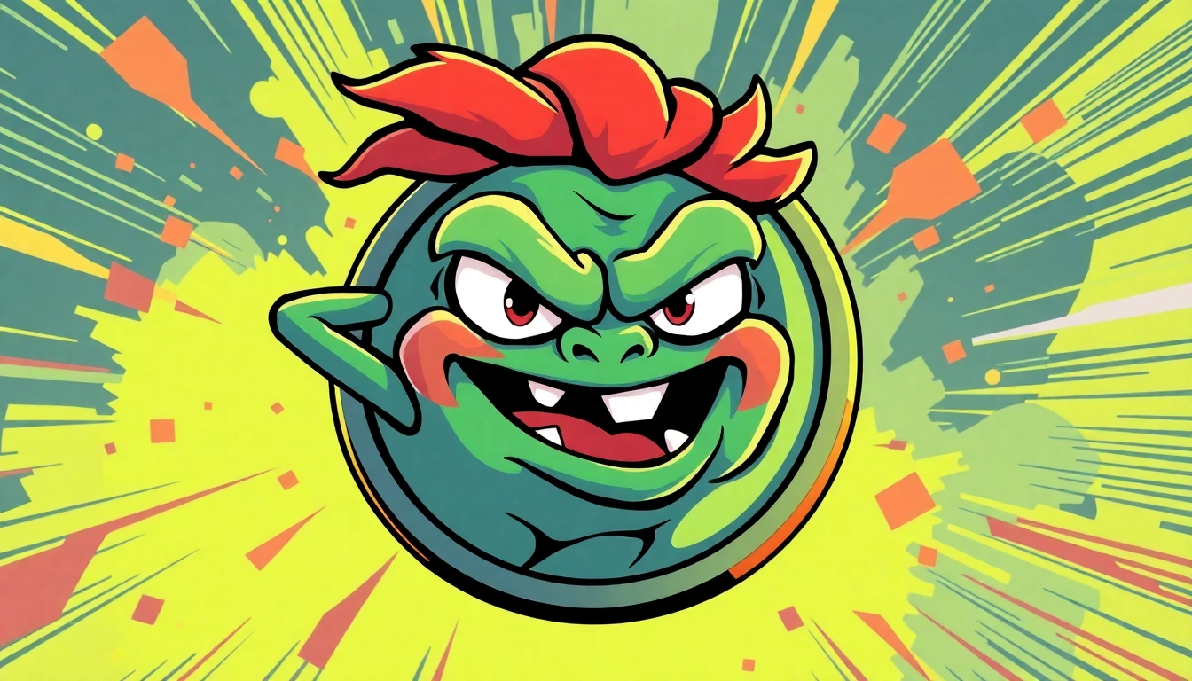 Dynamic Angry Pepe Meme Coin illustration showing a charismatic Pepe with bold expression,